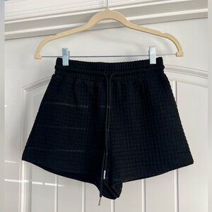 Princess Polly Black Quilted Drawstring Lounge Athletic Shorts